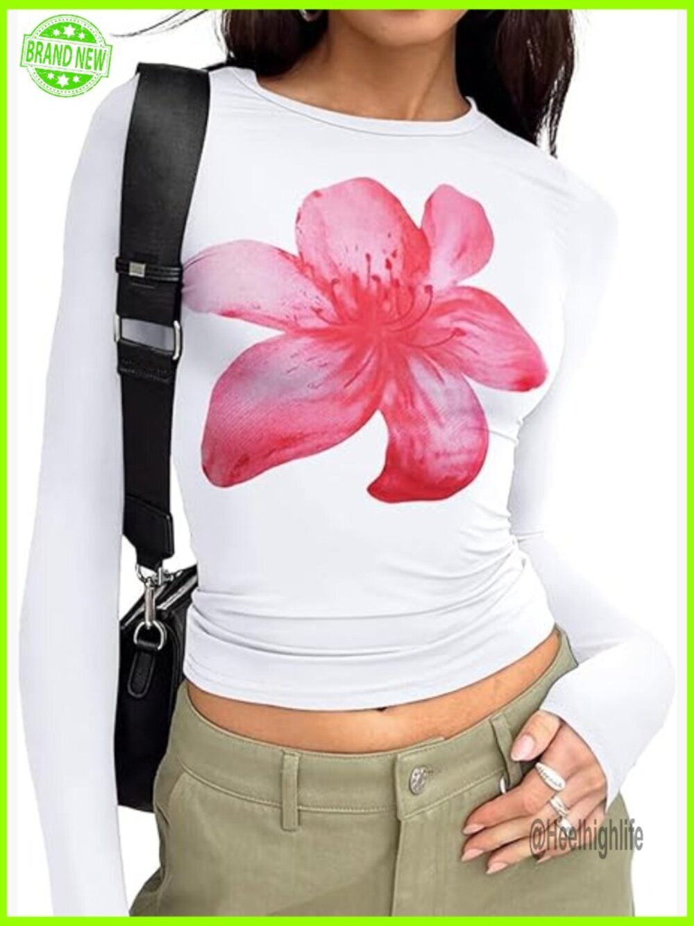 Long Sleeve Crop Top Y2k Basic Tee Fitted Stretch